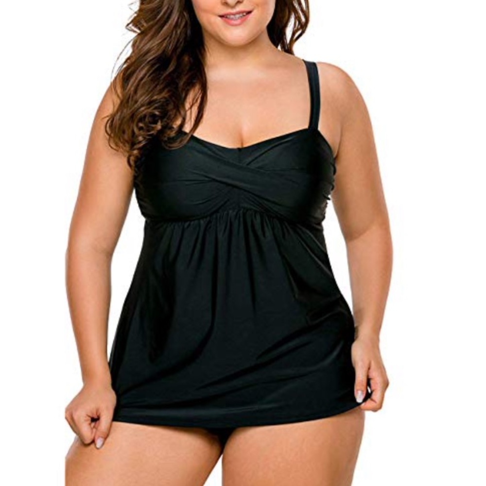 Solid black swim dress and bottoms 🖤